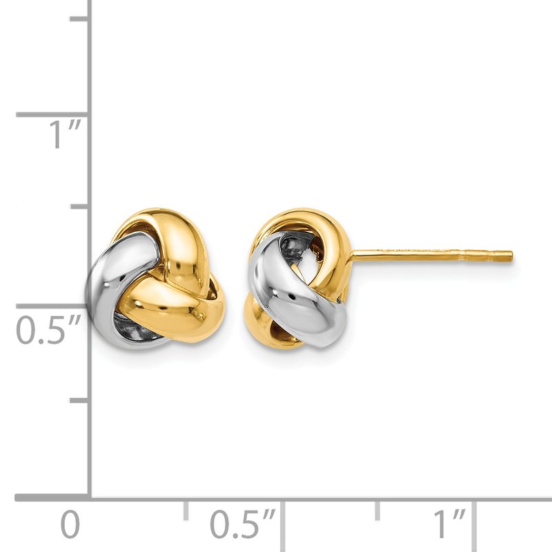 14K Two-tone Polished Love Knot Earrings