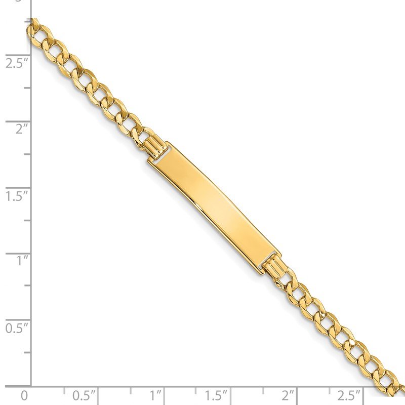 14k Polished Semi-Solid Chain/Solid Plate Curb Link 33x6.75mm Plate 7 inch ID Bracelet