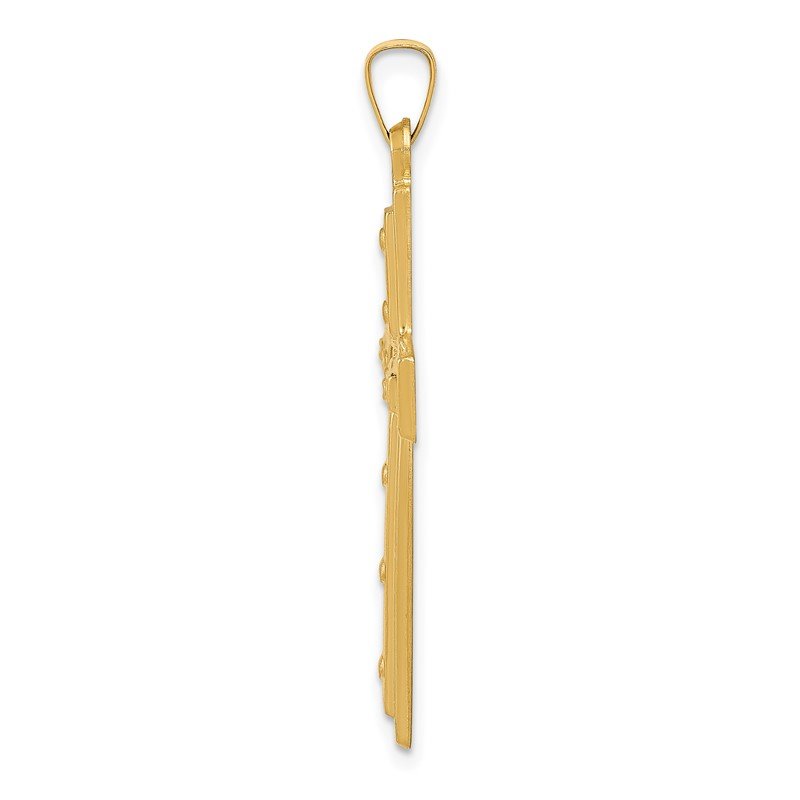 14k Polished and Satin with Dots Cross Pendant