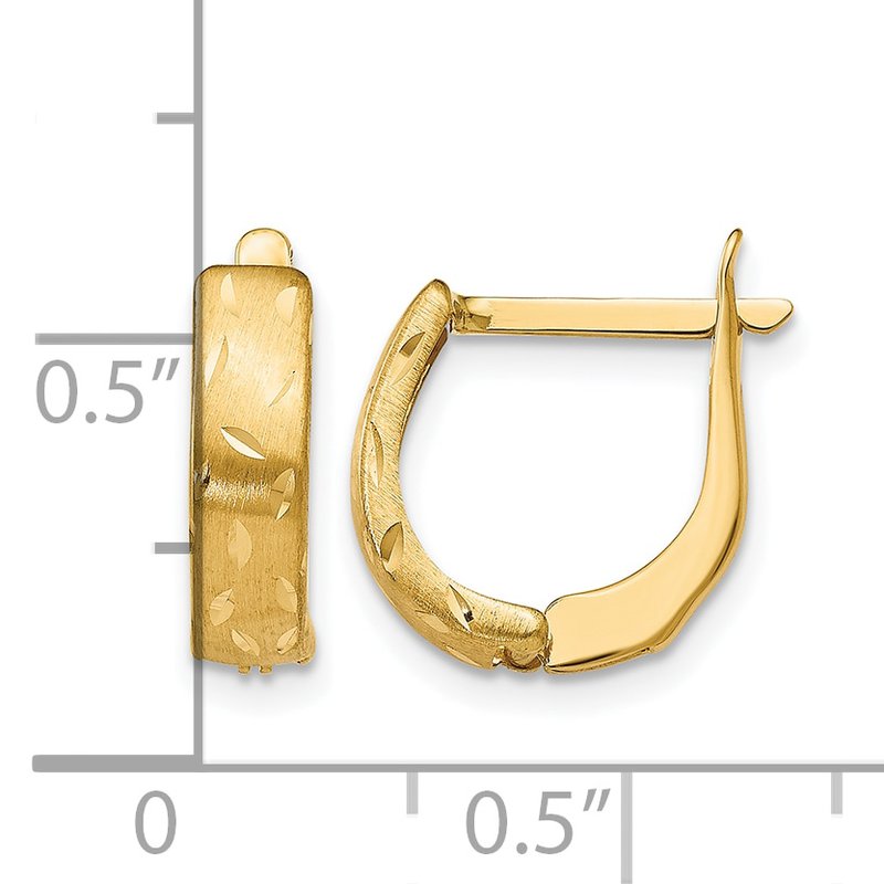 14K Polished Brushed D/C Hoop Earrings