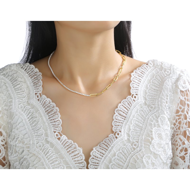 Smiling Rocks 3.11Ct E-F/SI1 Lab Grown Diamond Linking Chain Necklace
