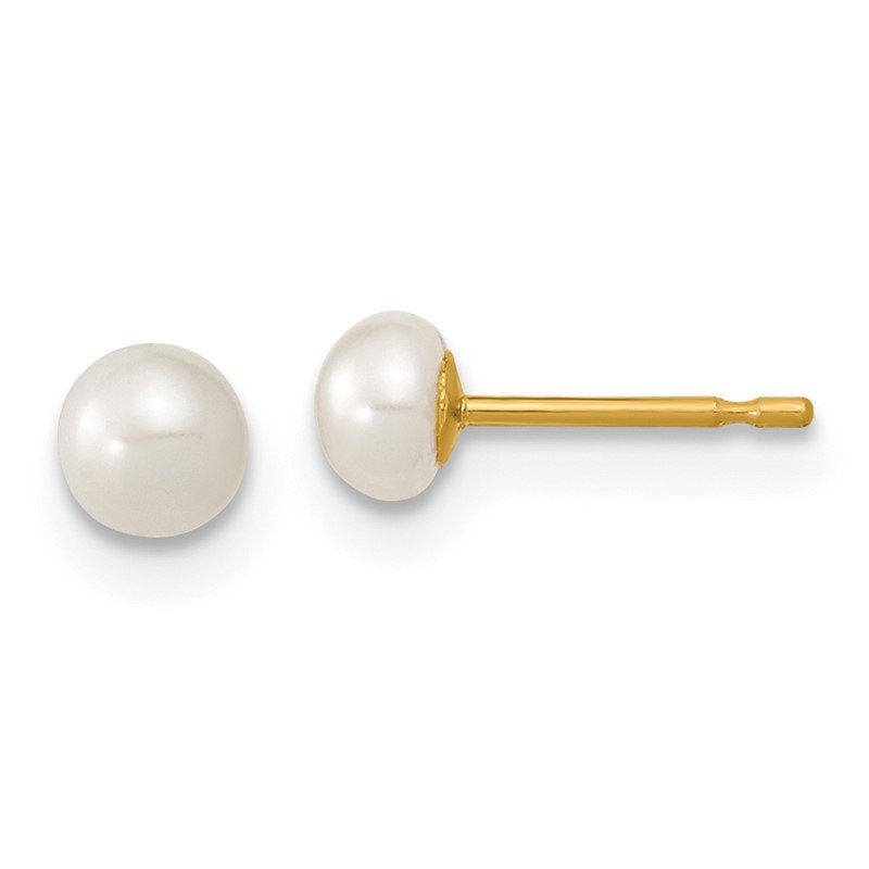 14k 3-4mm White Freshwater Cultured Pearl 14 inch Necklace, 5 inch Bracelet and Post Earrings Set