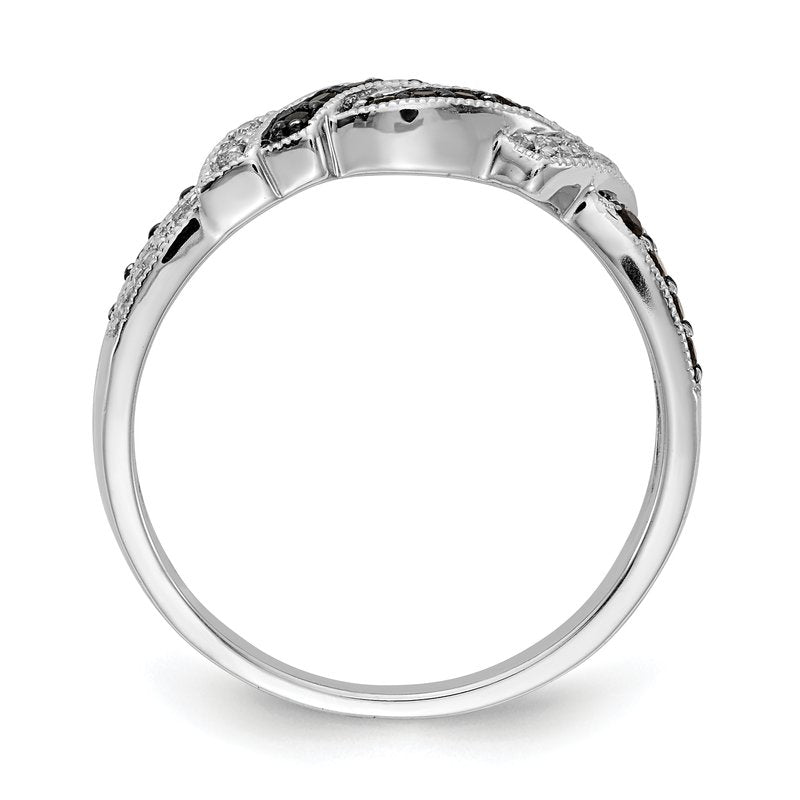 14k White Gold w/Black Rhodium White and Blue Diamond Ring