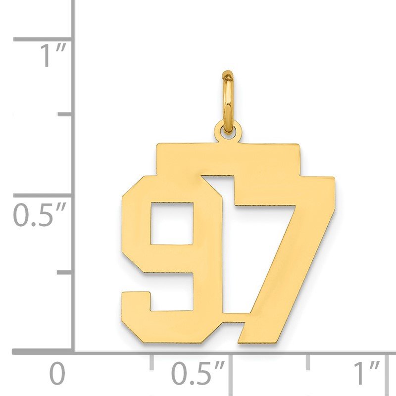 14k Medium Polished Number 97 Charm