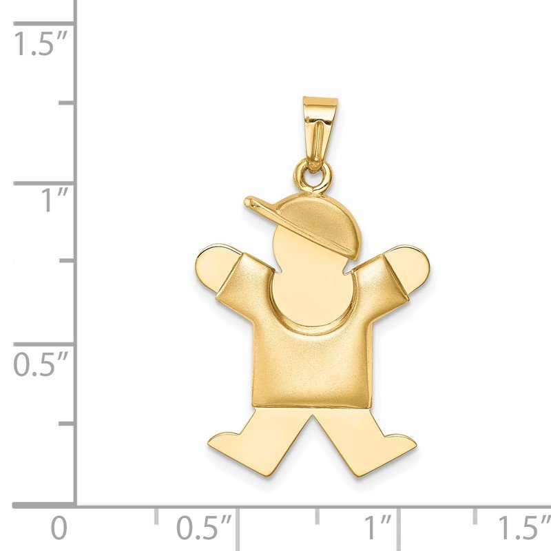 14k The Kids Puffed Boy with Hat on Right Engravable Joy Charm