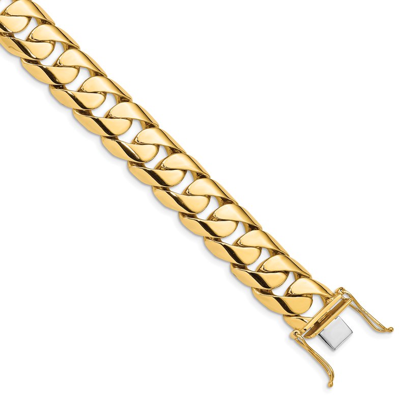 14K 20 inch 15.4mm Hand Polished Rounded Curb Link with Box Catch Clasp Chain