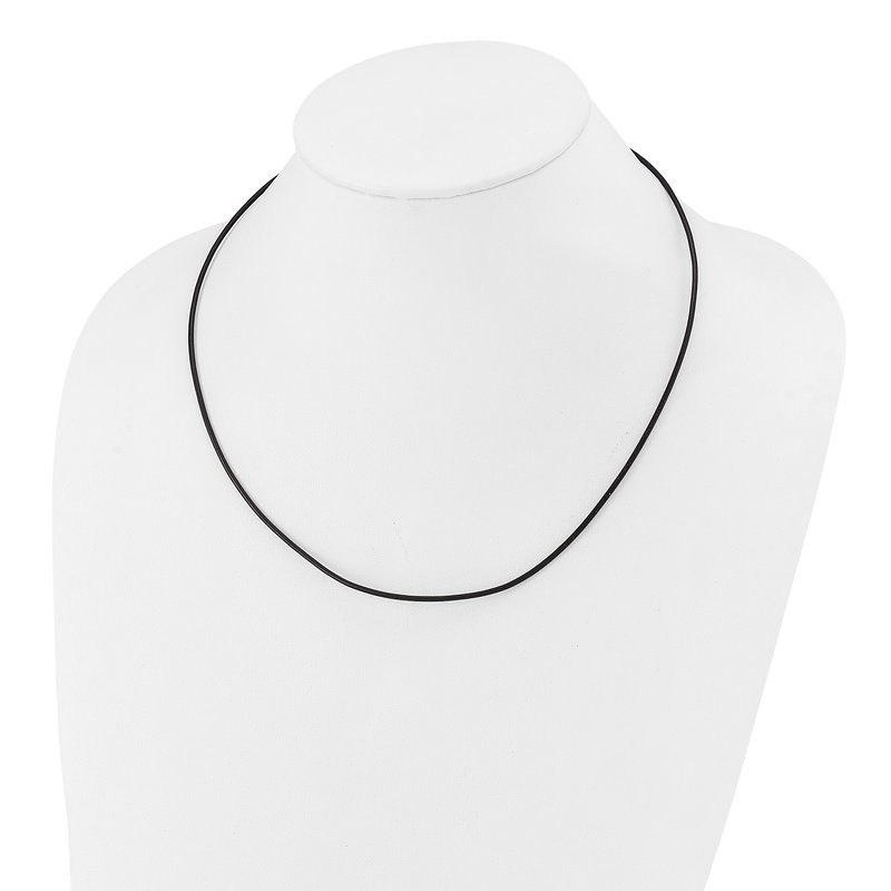 14k White Gold Clasp 1.5mm 16 inch Black Leather Cord Necklace