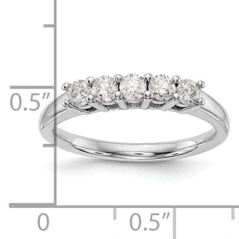 14K White Gold 1/2 carat Lab Grown Diamond VS/SI  D E F  5 Stone Ring