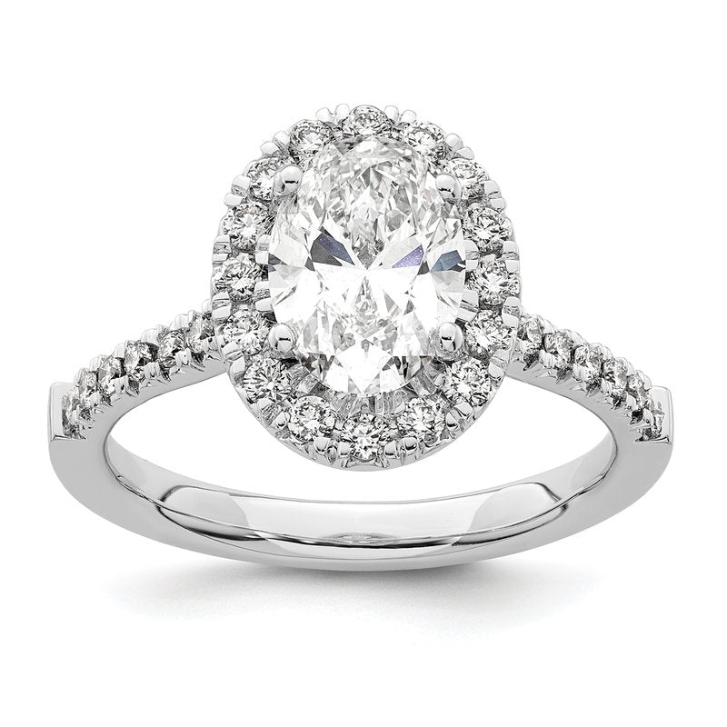 14K White Gold 1/3 carat Lab Grown Diamond VS+ F+ Semi-Mount Oval Halo Engagement Ring