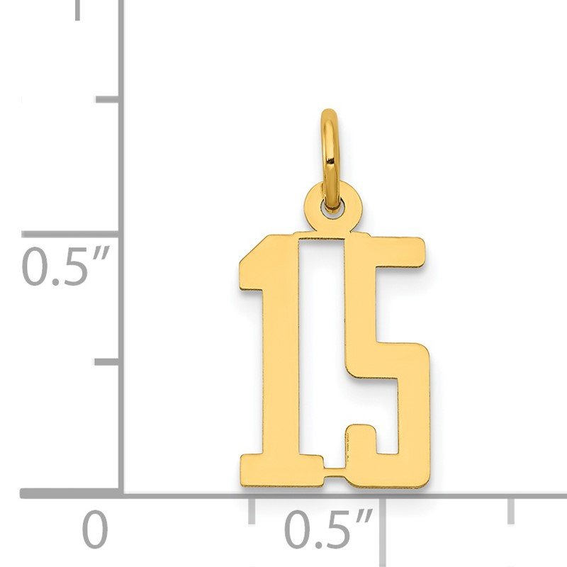 14k Small Elongated Number 15 Charm