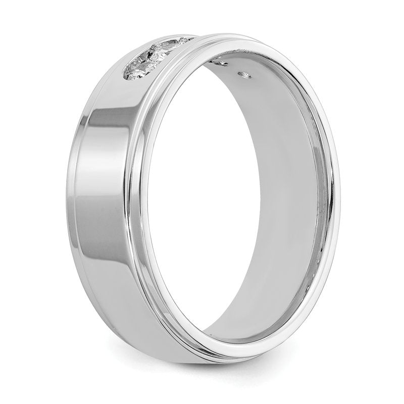 14K White Gold Men's 1/2 carat Lab Grown Diamond VS/SI  D E F  5 Stone Step Edge Size 9 Channel Band