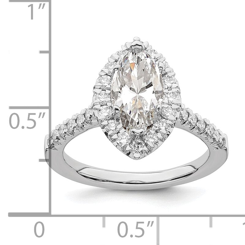 14K White Gold 1/3 carat Lab Grown Diamond VS+ F+ Semi-Mount Marquise Halo Engagement Ring