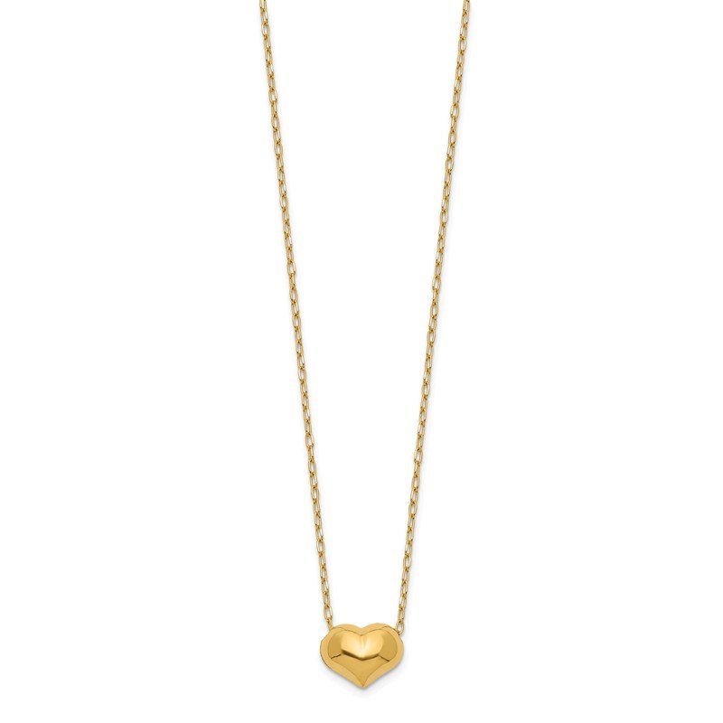 14k Madi K Small Hollow Heart w/ Chain and 1in ext. Necklace