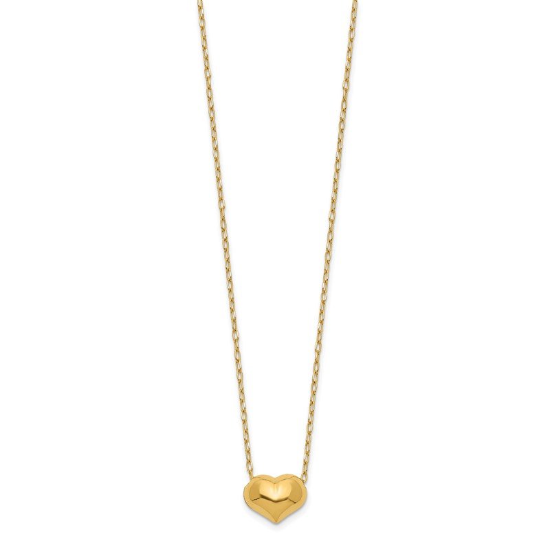 14k Madi K Small Hollow Heart w/ Chain and 1in ext. Necklace