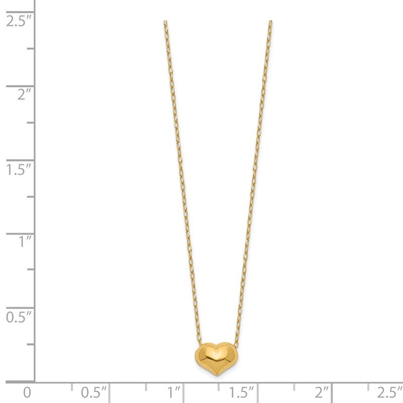 14k Madi K Small Hollow Heart w/ Chain and 1in ext. Necklace