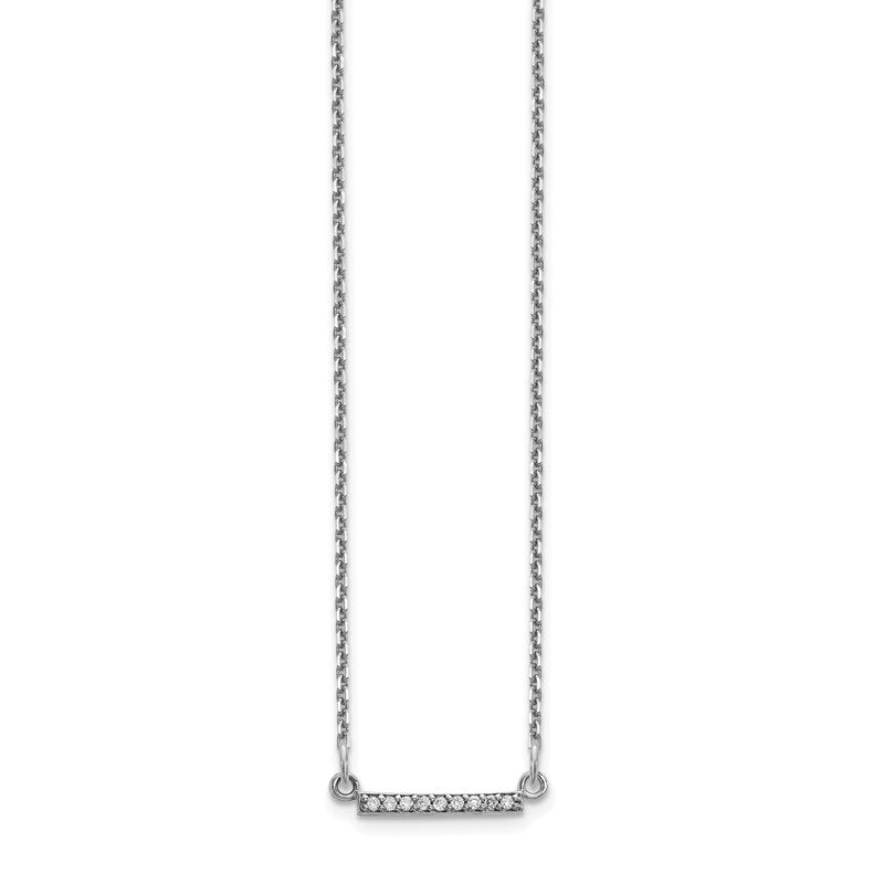 14k White Gold Polished 1/20 carat A Diamond Tiny Bar 18 inch Necklace