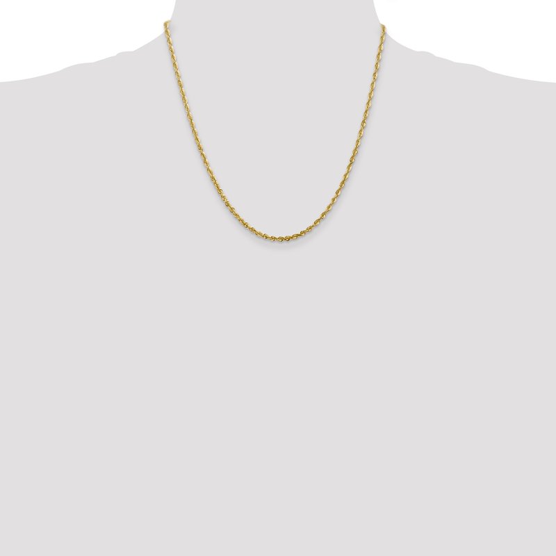 14K 10 inch 2.75mm Ultra Diamond-cut Rope with Lobster Clasp Anklet