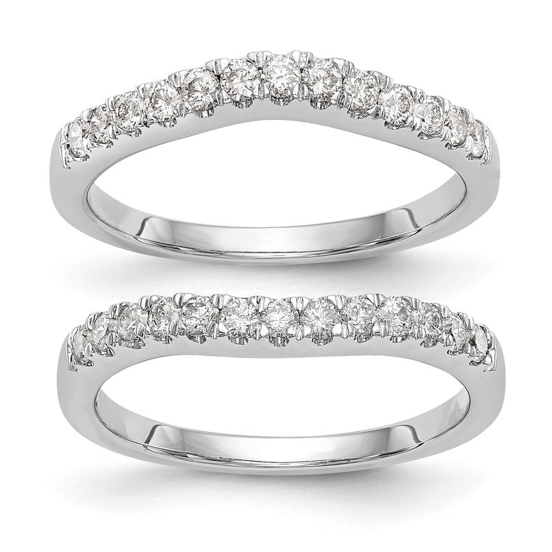 14K White Gold 1/5 carat Lab Grown Diamond VS+ F+ Set of Two Complete Wedding Bands