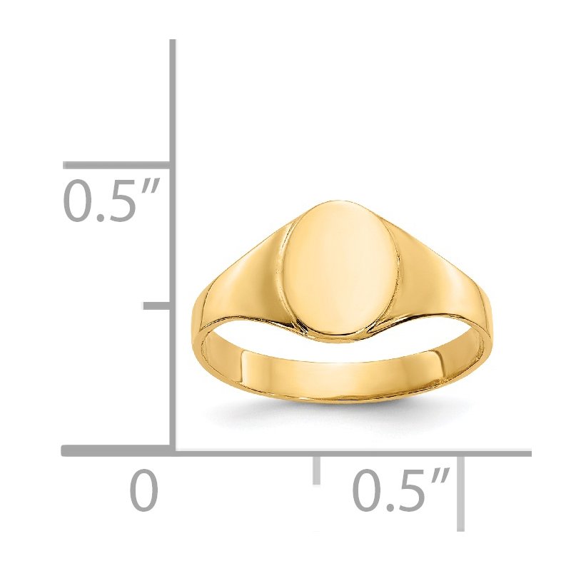 14k High Polished Oval Closed Back Baby Signet Ring
