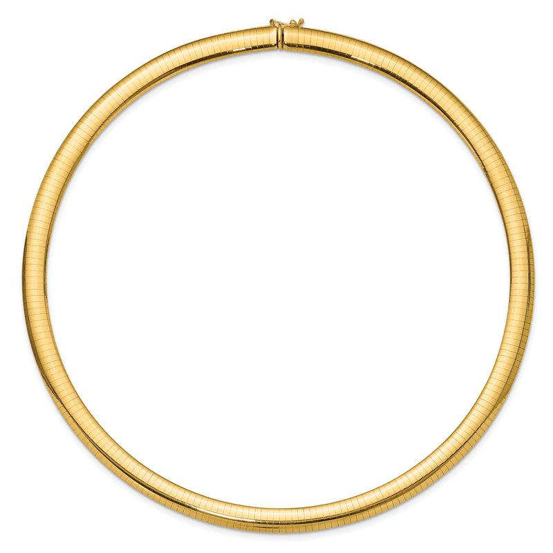 14k Polished 8mm Standard Weight 16 inch Domed Omega Necklace