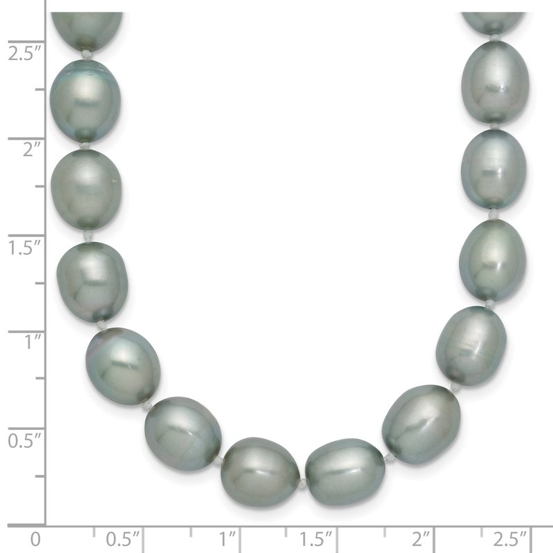 14k White Gold 8-9mm Grey Rice Freshwater Cultured Pearl 16 inch Necklace