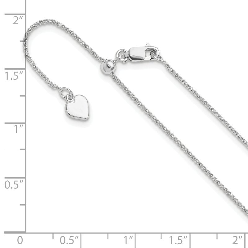 Sterling Silver RH-plated Adjustable 1mm Spiga Chain