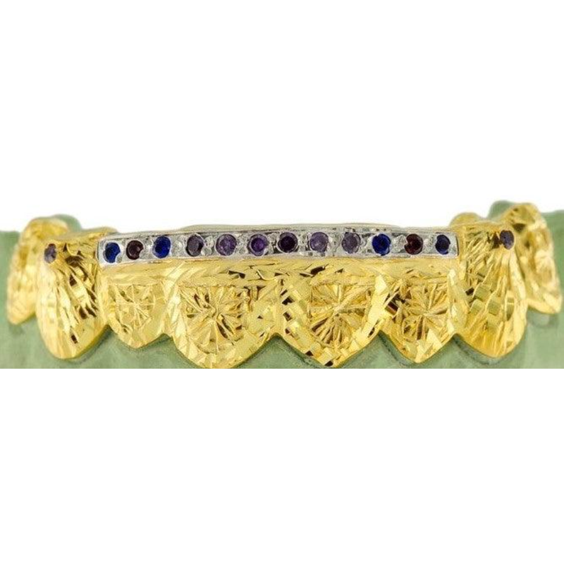 8 piece diamond cut grill with gem stones