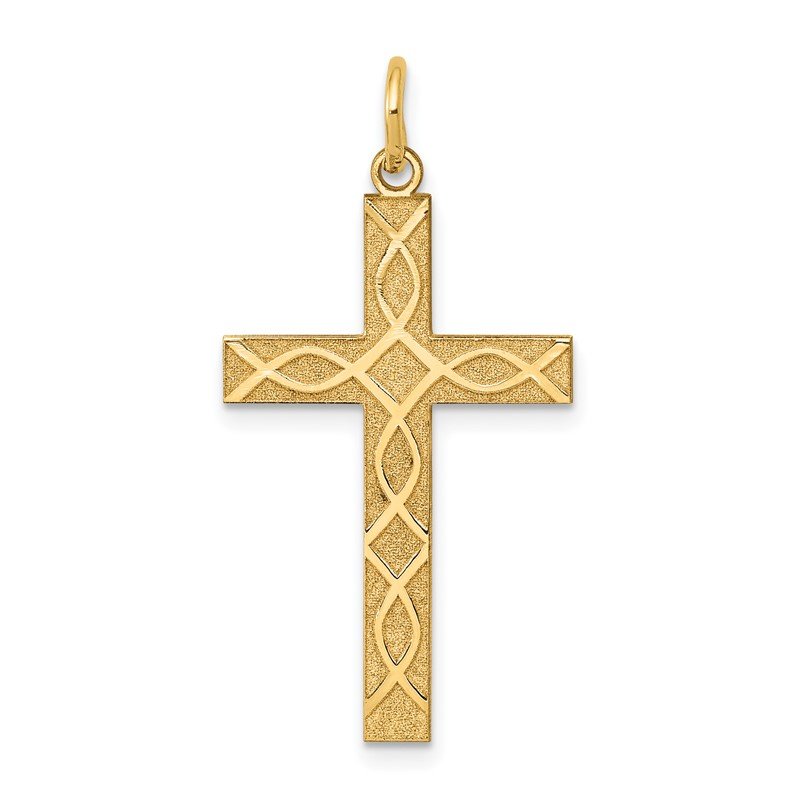 14K Laser Designed Ichthus Cross Charm