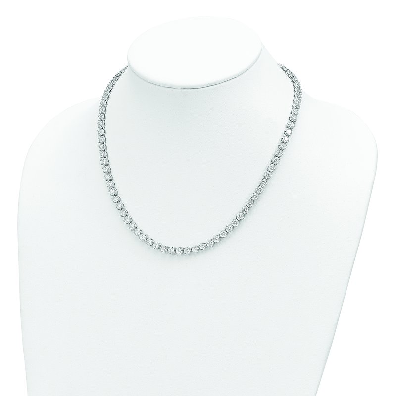 Sterling Silver Rhodium-plated Brilliant-cut CZ 18 Inch Necklace