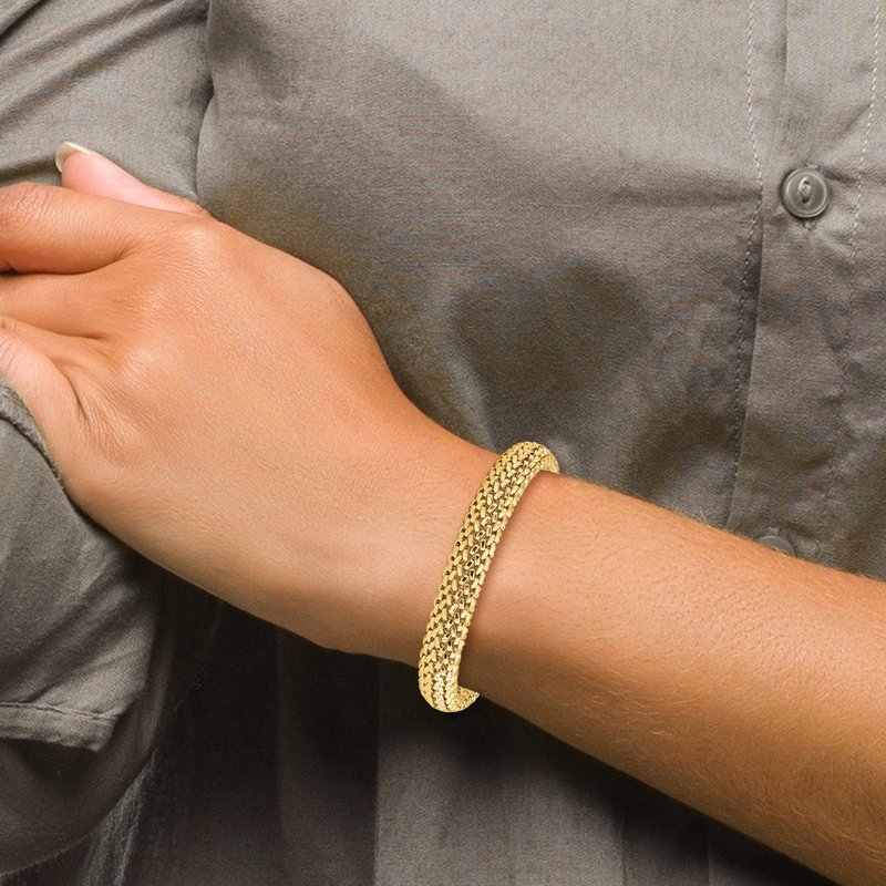 14k Polished 9.25mm Mesh 7.25 inch Bracelet