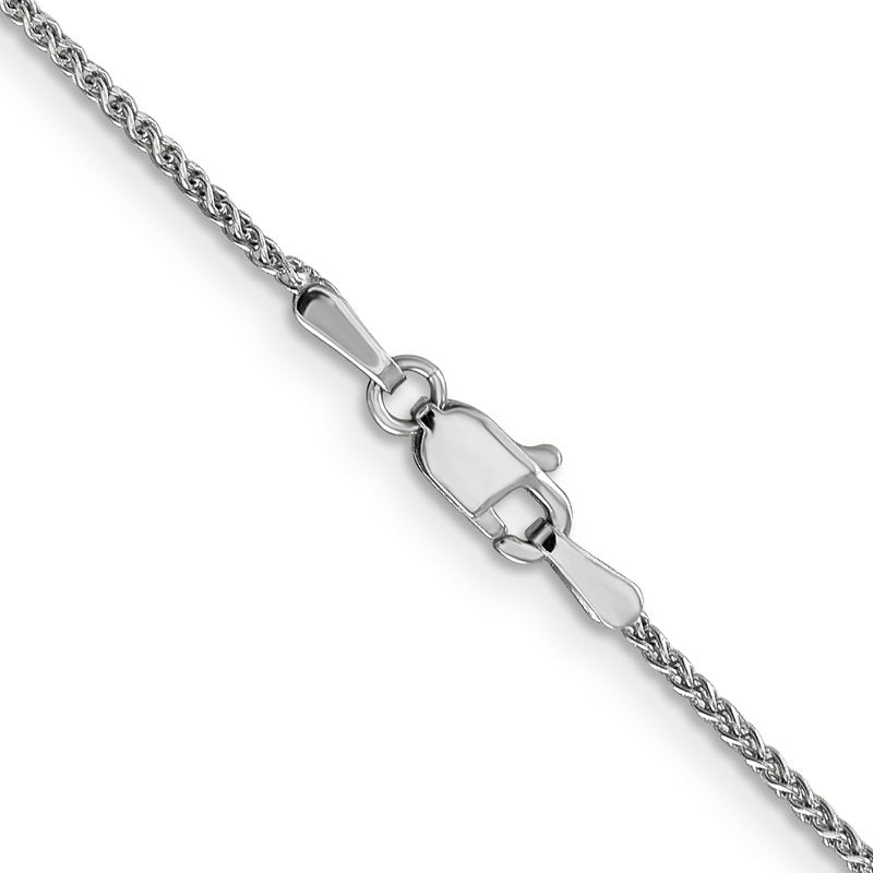 14K White Gold 10 inch 1.25mm Diamond-cut Spiga with Lobster Clasp Anklet