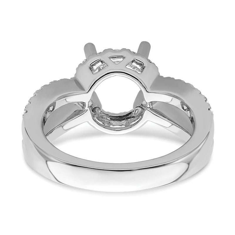 14K White Gold 3/4 carat Lab Grown Diamond VS/SI  D E F  Semi Mount Round Halo Engagement Ring