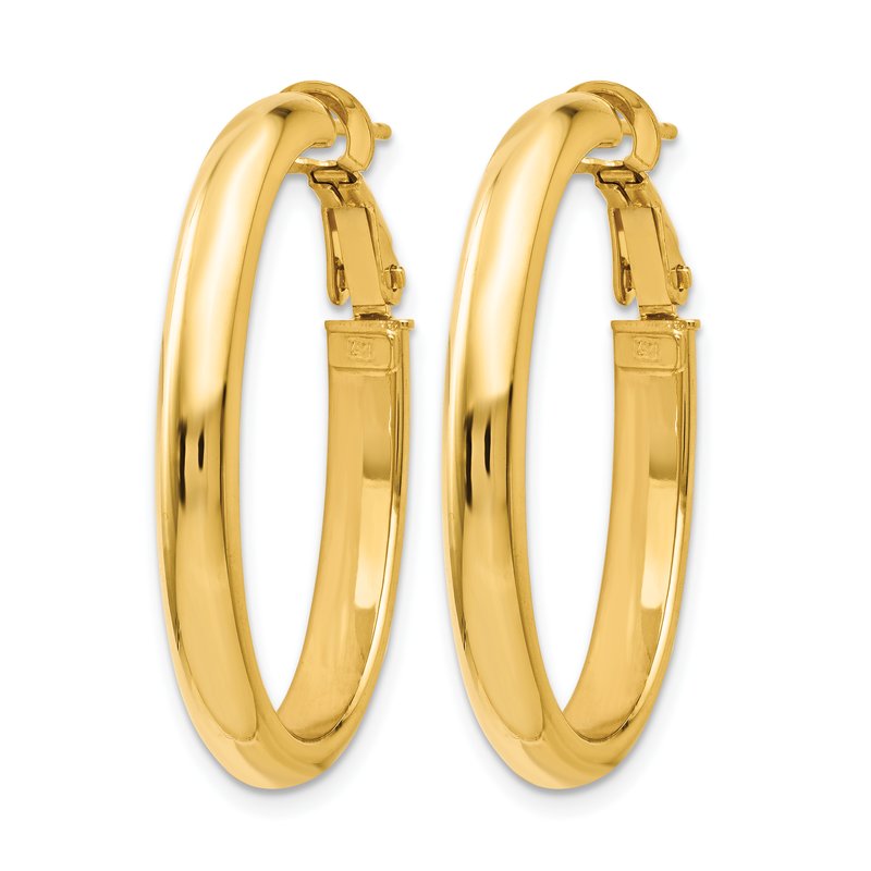 14K Polished Oval Hoop Earrings