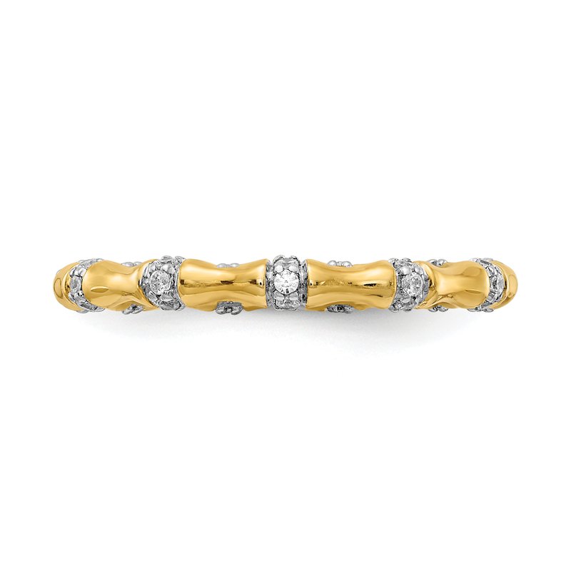 14k White Gold Diamond Fancy Bamboo Ring