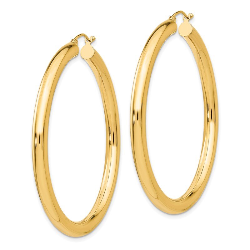14K 4x50mm Polished Tube Hoop Earrings