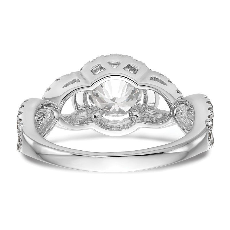 14K White Gold 3/4 carat Lab Grown Diamond VS/SI  D E F  Semi Mount Round Halo Engagement Ring