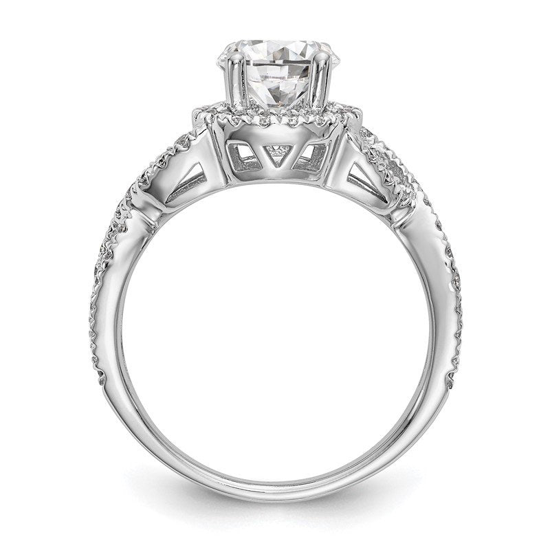 14K White Gold 3/4 carat Lab Grown Diamond VS/SI  D E F  Semi Mount Round Halo Engagement Ring