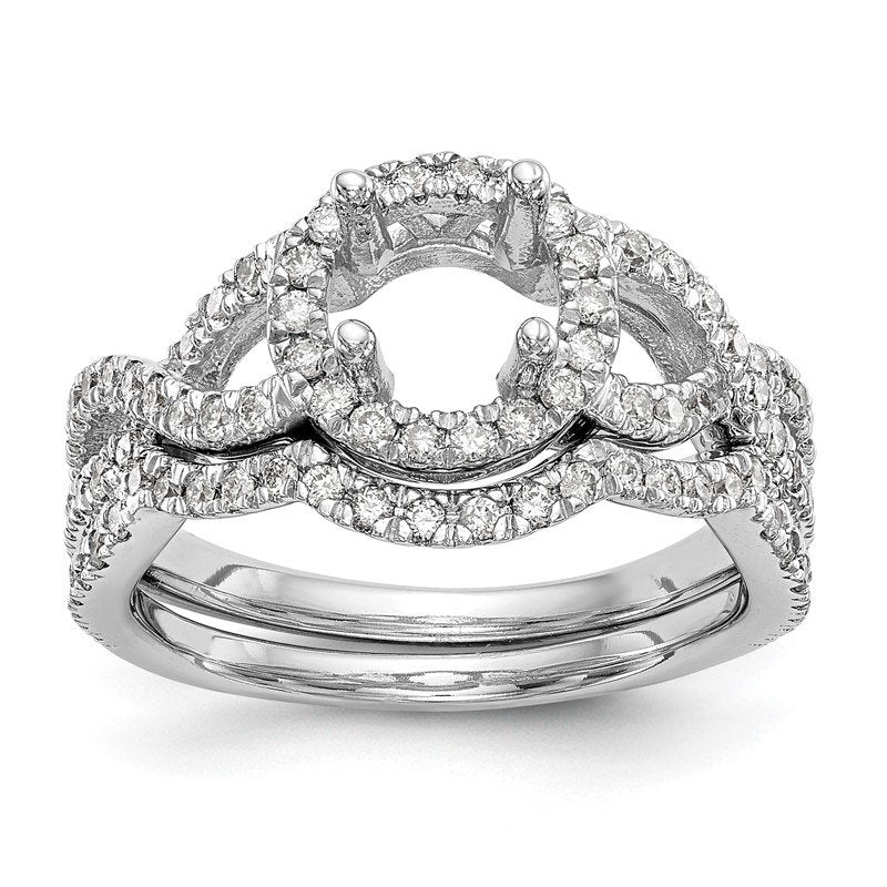 14K White Gold 3/4 carat Lab Grown Diamond VS/SI  D E F  Semi Mount Round Halo Engagement Ring