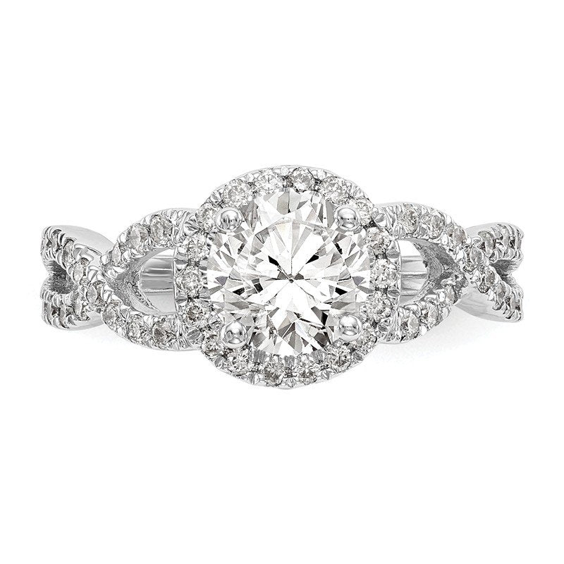 14K White Gold 3/4 carat Lab Grown Diamond VS/SI  D E F  Semi Mount Round Halo Engagement Ring