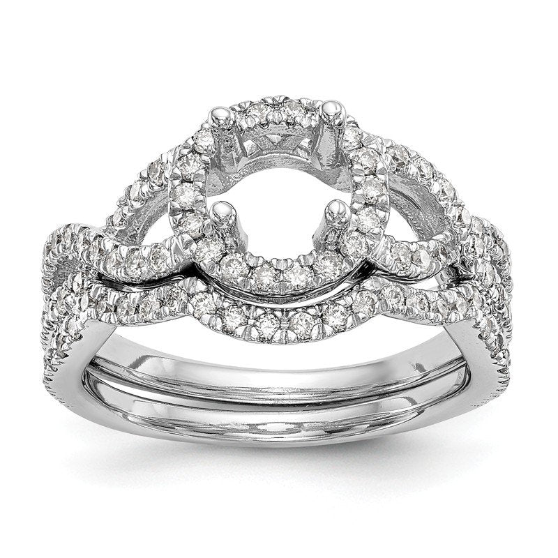 14K White Gold 3/4 carat Lab Grown Diamond VS/SI  D E F  Semi Mount Round Halo Engagement Ring
