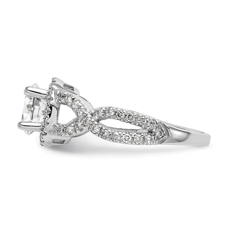 14K White Gold 3/4 carat Lab Grown Diamond VS/SI  D E F  Semi Mount Round Halo Engagement Ring
