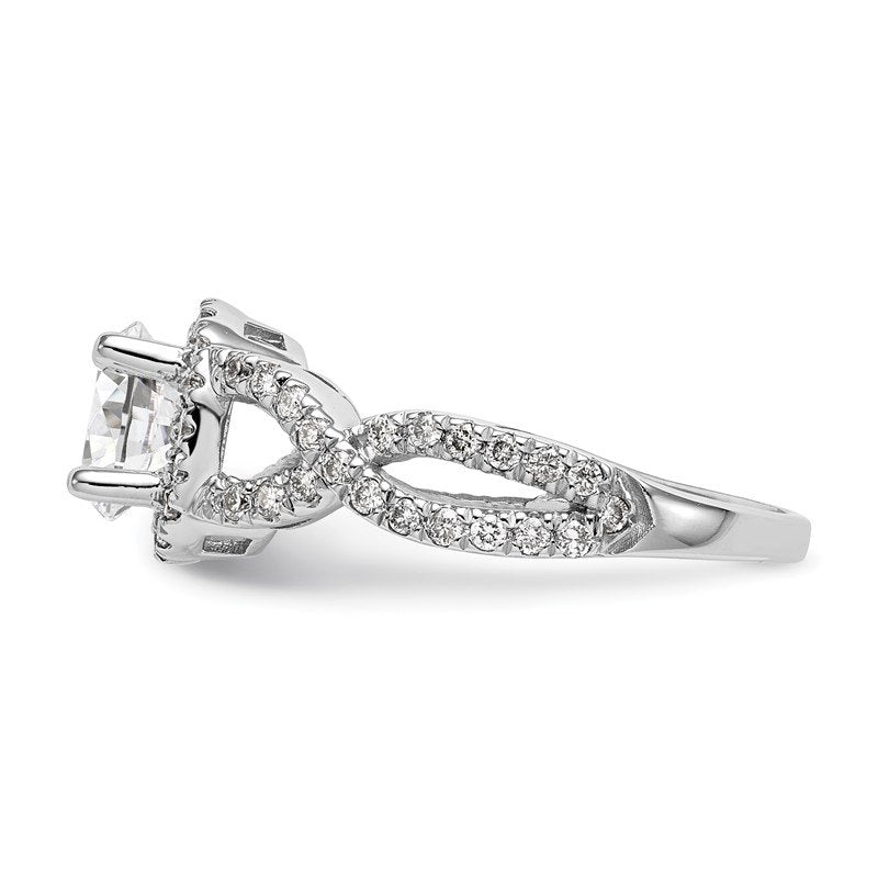 14K White Gold 3/4 carat Lab Grown Diamond VS/SI  D E F  Semi Mount Round Halo Engagement Ring