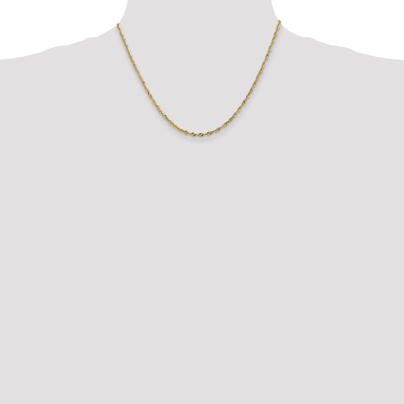 14K 10 inch 2.5mm Ultra Diamond-cut Rope with Lobster Clasp Anklet