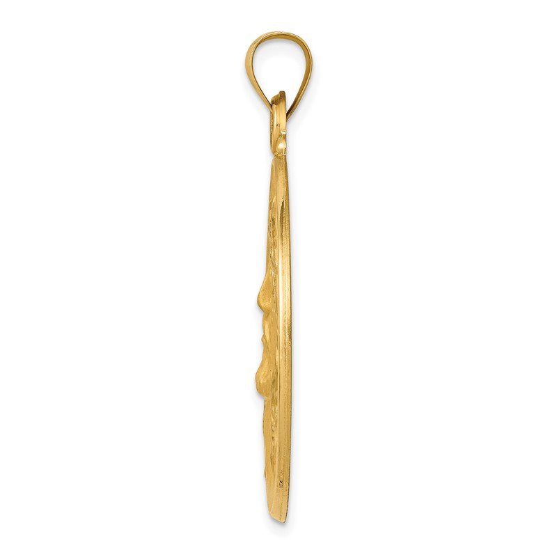 14k Polished and Satin Face of Jesus Medal Hollow Pendant