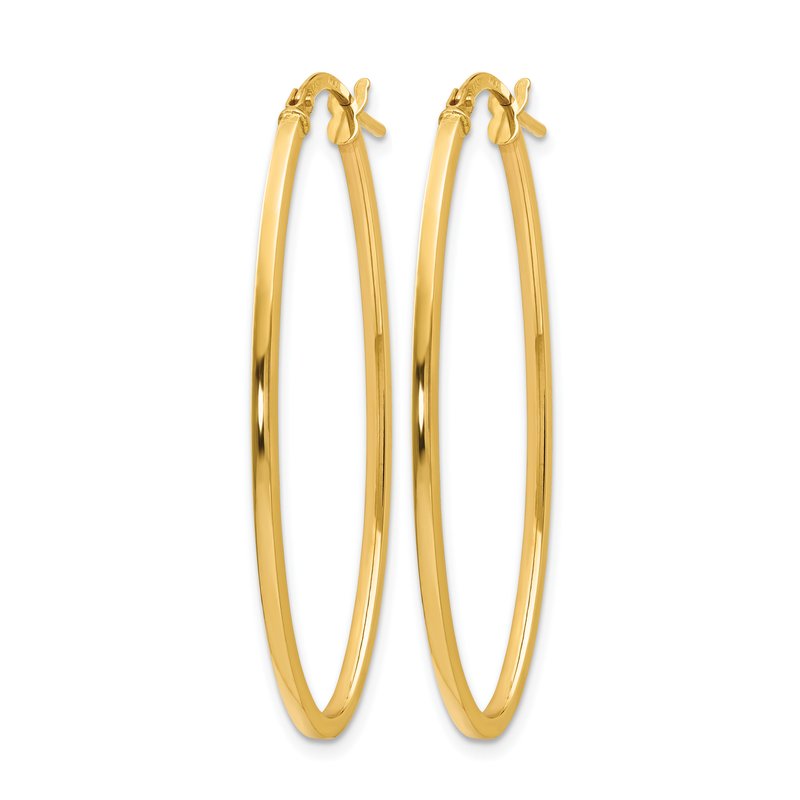 14K Polished Oval Hoop Earrings