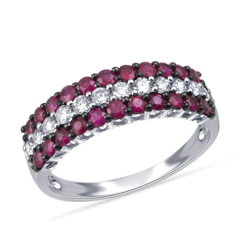 14K 0.34 Ct Diamond &amp; Ruby Band