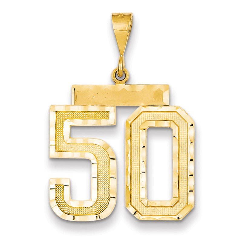 14k Large Brushed Diamond-cut Number 50 Charm