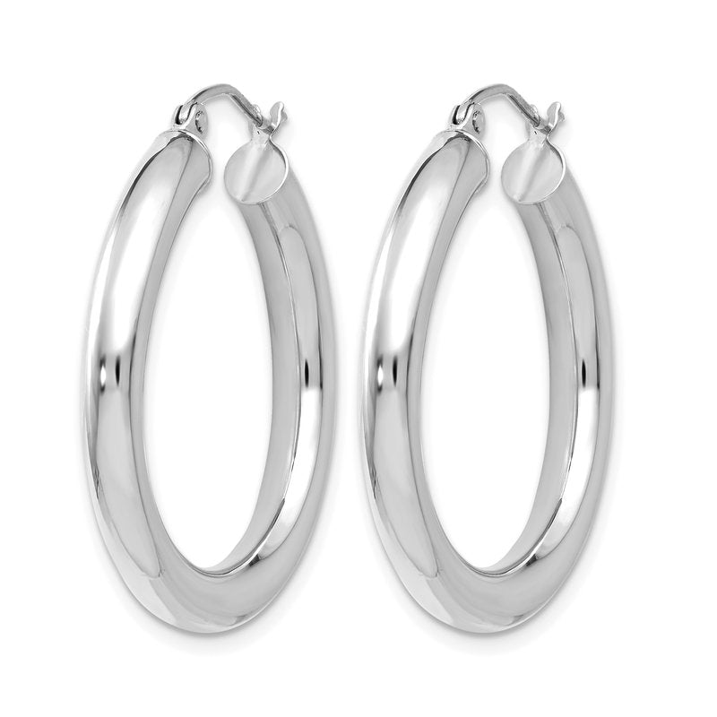14K White Gold Polished Lightweight Hoop Earrings