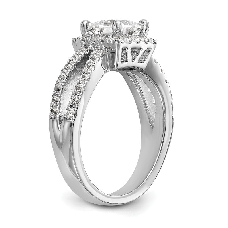 14K White Gold 3/4 carat Lab Grown Diamond VS/SI  D E F  Semi Mount Princess Halo Engagement Ring