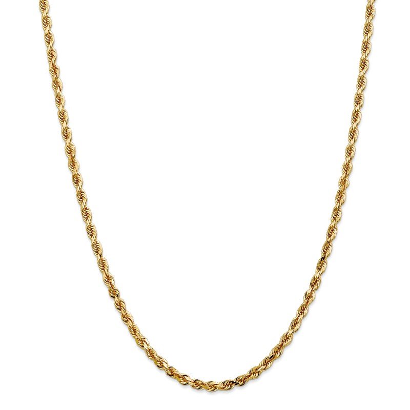 14K 26 Inch 4mm Diamond-cut Quadruple Rope Lobster Clasp Chain